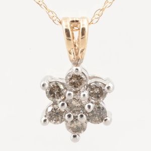 14k & 10k yellow & white gold diamond necklace